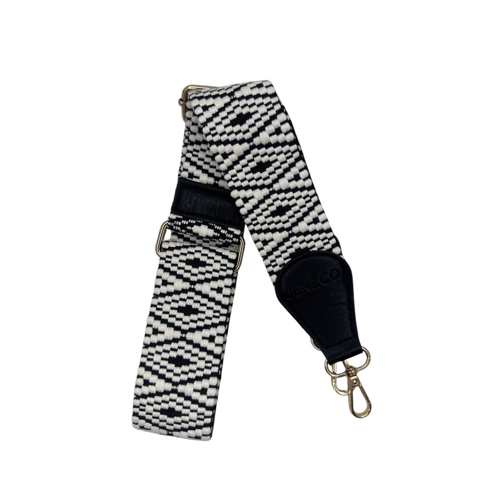 Jen‎ & Co. Adjustable Guitar Strap or Handbag Strap NEW Black & White Chevron